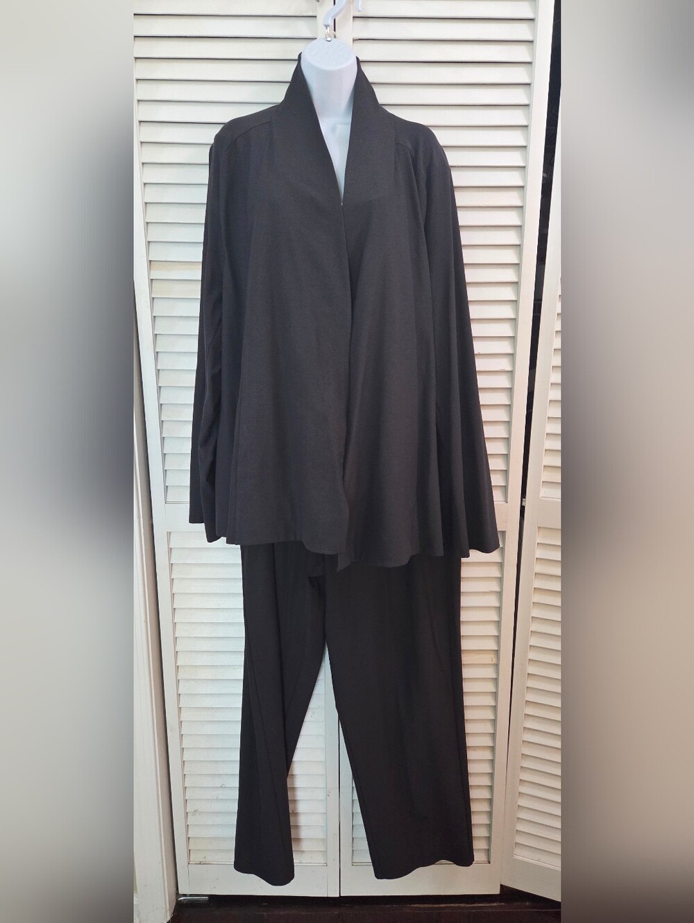 Eileen Fisher Black Draped Jacket with Wide-Leg Trousers